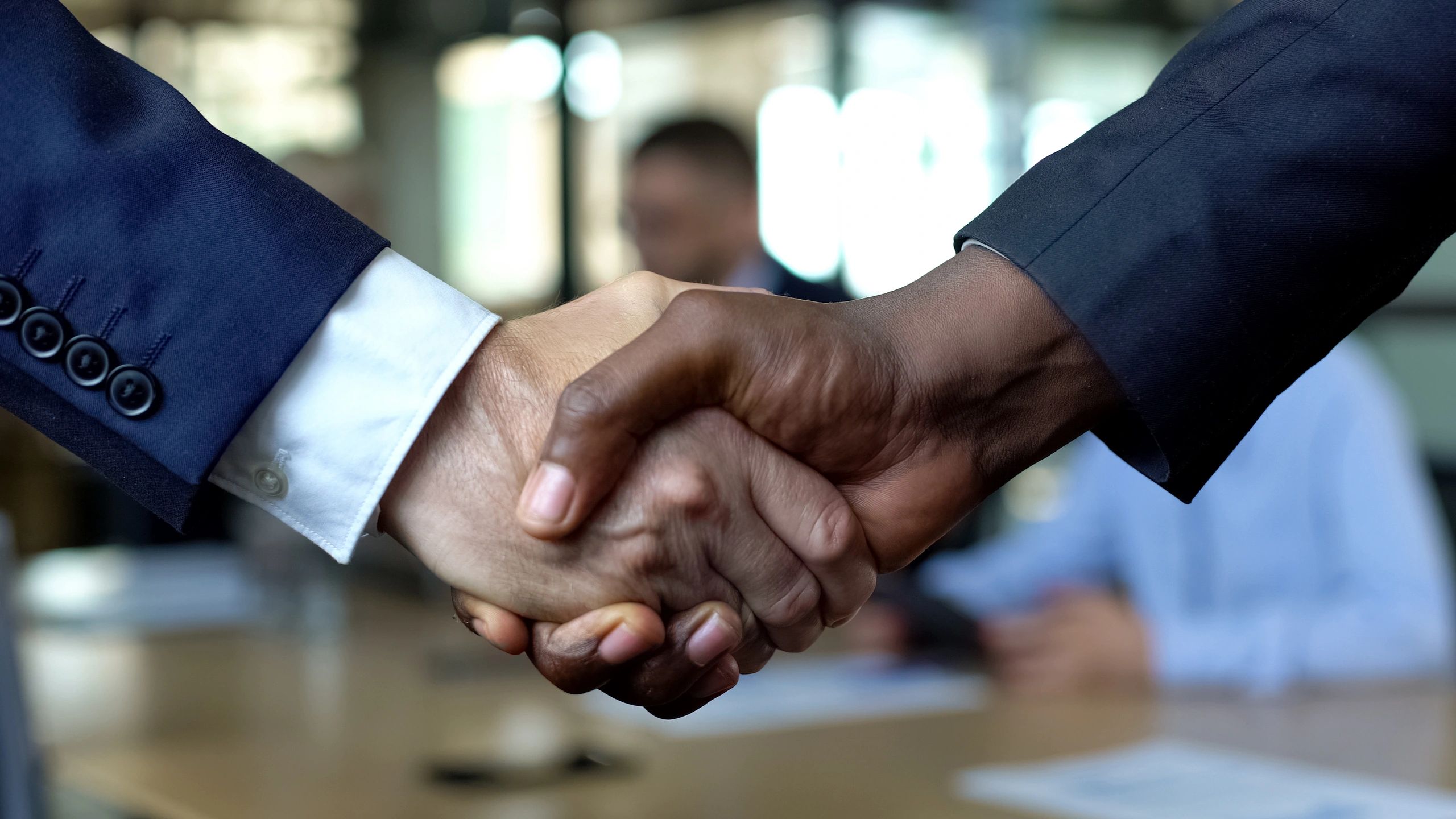 Business professionals shaking hands